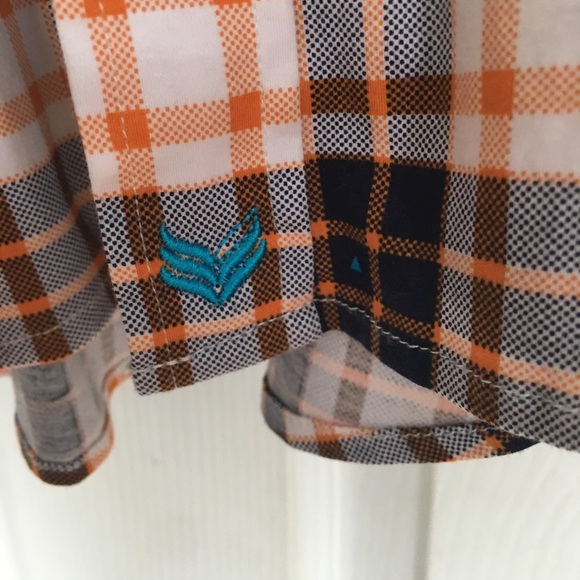 Butter Cloth button up-orange & navy - Picture 4 of 5